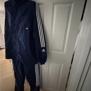 Men’s Adidas Navy Blue 3 stripe lightweight rain suit